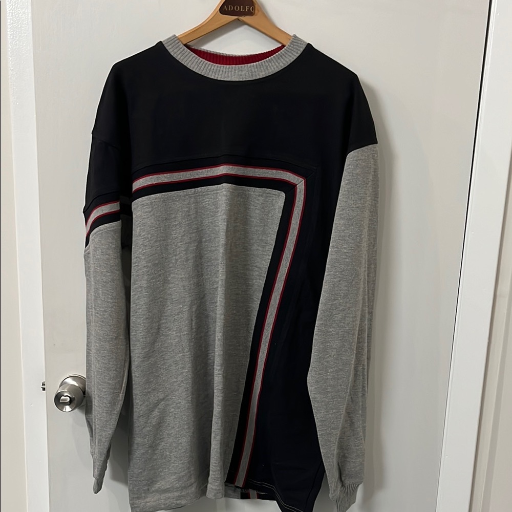 Black and Gray Long Sleeve Shirt with Striped Design